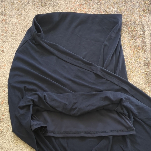 1. State Blue Asymmetrical Ruched Wrap Midi Skirt - Picture 3 of 6